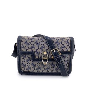 CELINE Borsa a Tracolla Vintage in Tela Col. Blu Clasp box M
