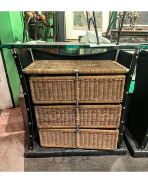 Mobile Bar in Steel with Wicker by Toni Cordero, 1980s