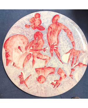 Large Ceramic Figuratista Plate by Massimo Biagi Miradario, 2009 - D 74 cm , H 6 cm. ITALY