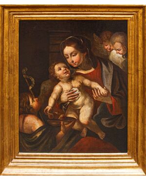 Scuola italiana, XVII secolo, Madonna con il Bambino e San Giovannino