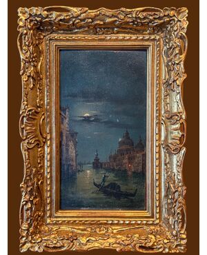 Veduta di Venezia notturna-Canal Grande opera firmata da Carlo  Grubacs