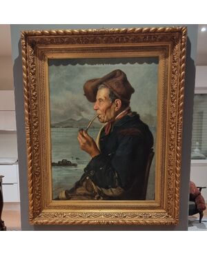 Pescatore napoletano pittura dell’800 firmato Duranti alta qualità  