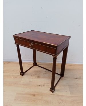 Tavolino impero a colonna - noce - primi 800 - toilette - console comodino - con segreti