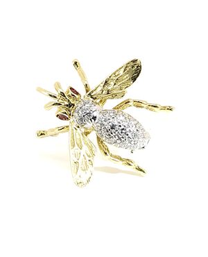 SPILLA   APE IN ORO CON DIAMANTI  E RUBINI