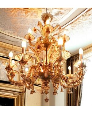 Lampadario in cristallo di Murano a 15 luci