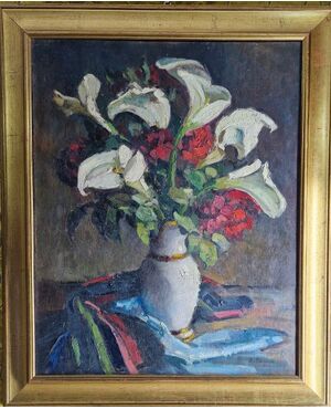 Vaso di fiori con Calla  pittore G.Payen Francia