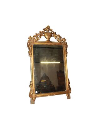 Specchiera francese stile Luigi XVI dorata foglia oro XIX secolo