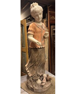DARS676 - Statua Liberty in marmo, epoca '900, misure cm L 40 x H 107 x P 35