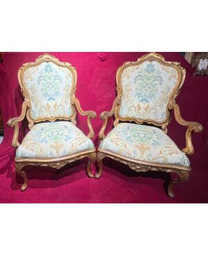 Eccezionale Coppia poltrone - Venezia . “Ca’ Rezzonico” 1750 c.a