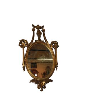 Specchiera ovale Francese di inizio 1900 Dorata
