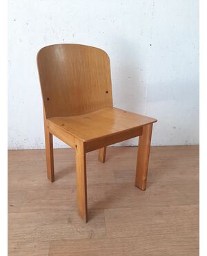 SEDIA SEGGIOLA DI DESIGN ANNI 70-80 IN LEGNO DI FRASSINO CHIARO