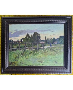 Paesaggio della campagna francese pittore COPPENOLLE EDMOND 1846 -1914