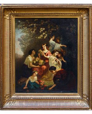 Nicolas Auguste Laurens (Pontailler-sur-Saône, 1829-1908), Donne che colgono fiori
