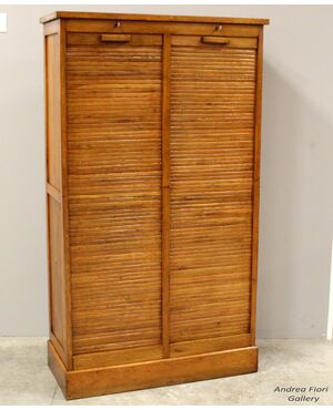 Antico classificatore archivio schedario serranda in rovere