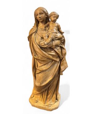 MADONNA CON BAMBINO - STATUA IN TERRACOTTA BOLOGNESE XVIII SECOLO.