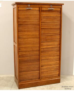Antico classificatore archivio schedario serranda in rovere