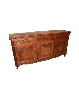 Credenza Provenzale Francese a 3 Porte in legno Di Rovere XIX secolo