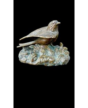 Sculturina in bronzo raffigurante un uccellino