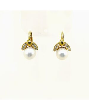 Orecchini in oro giallo con perla e diamanti