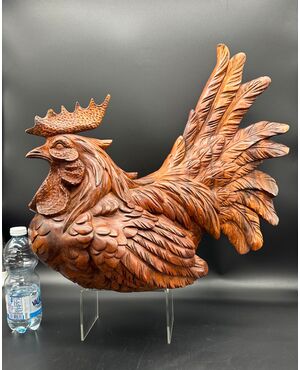 Scultura in legno "Gallina" - Primo '900