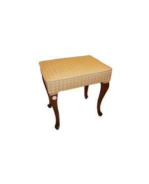 Sgabello Francese di fine 1800 in Legno di noce con tessuto bianco