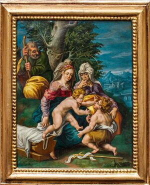 Metà XVII secolo, Scuola rubensiana, Sacra Famiglia con San Giovannino e Elisabetta
