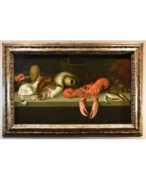 Natura morta con ostriche, pesci ed astici, Alexander van Adriaenssen (Anversa, 1587 - 1661)