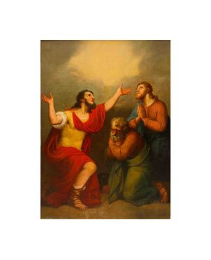 Pittore neoclassico, XIX secolo, Cornelio riceve lo Spirito Santo con Pietro a destra