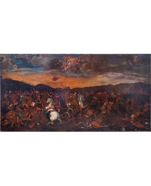 Battaglia di Costantino contro Massenzio - Copia seicentesca dell'affresco omonimo delle stanze Vaticane di scuola Raffaellesca - olio su tela
