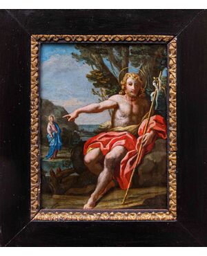 XVII secolo, scuola dei Carracci, San Giovanni Battista che annuncia la venuta di Cristo