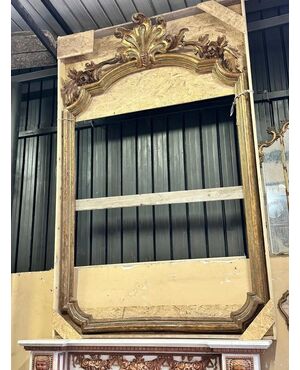  Cornice Barocca Luigi XIV in Legno Laccato e Dorato