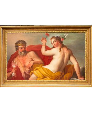 Scena mitologica Zeus e Giunone  - Primo '700 Veneto - olio su tela