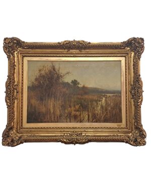 "PAESAGGIO LACUSTRE" - EUGENIO CECCONI - (1842 - 1903)