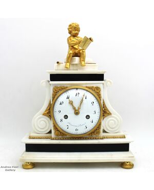 Antico Orologio a Pendolo Luigi XVI in bronzo dorato e marmo - epoca '700 firmato