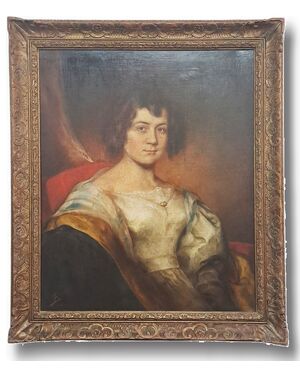 " RITRATTO DI DAMA" - OLIO SU TELA - XIX SEC.