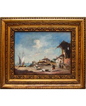 Giuseppe Ponga (Chioggia, 1856 – Venezia, 1925), Capriccio con figure