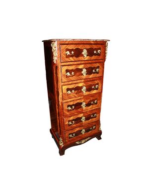 Settimino a 6 cassetti Francese Stile Napoleone III in legno di bois de violette