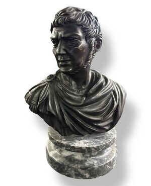  Busto in Bronzo su Base in Marmo Bardiglio 