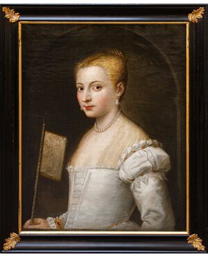 Scuola veneziana, XVIII secolo, Ritratto di gentildonna con ventaglio