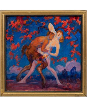 Pietro Bianco Bortoluzzi, detto Pieretto Bianco (Trieste 1875 - Bologna 1937) - Satiro e ninfa.