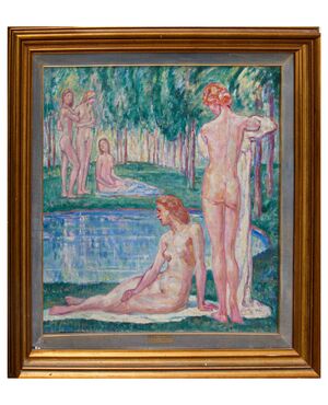 Heinrich Ludolf Verworner (Lipsia, 1864 – Fiesole, 1927), Bagnanti al lago