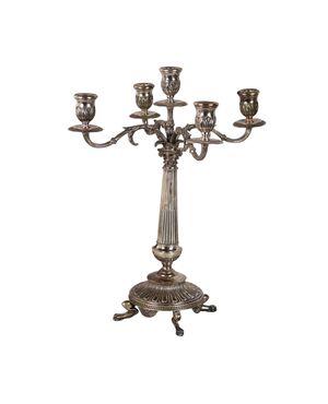 Candelabro in Argento F.lli Di Leone Milano Italia Seconda Metà '900