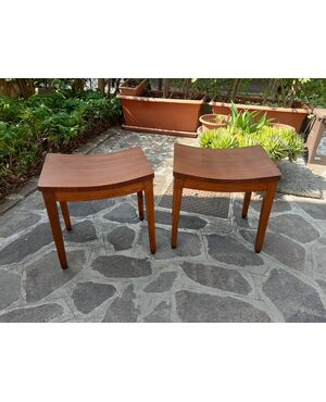 SGABELLI IN ROVERE MASSELLO E PIANO RIVESTITO IN MOGANO ANNI 50 STILE GIO PONTI