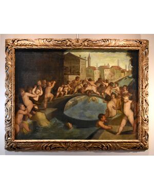 Lotta tra putti sul ponte dei Pugni a Venezia, Tiziano Vecellio (Pieve di Cadore 1490 - Venezia 1576) Bottega