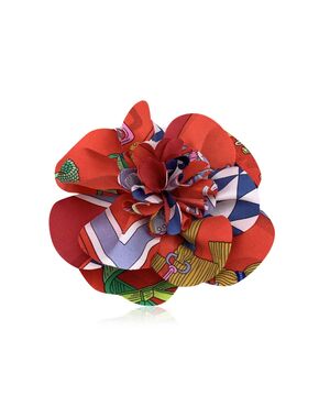 HERMES Spilla in Seta Col. Rosso