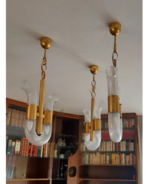 Lampadario 4 luci di Aldo Nason per Mazzega