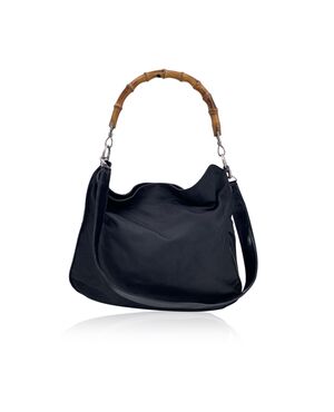 GUCCI Borsa Hobo Vintage in Tela Col. Nero Bamboo M