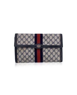 GUCCI Pochette Vintage in Tela Col. Blu Ophidia M
