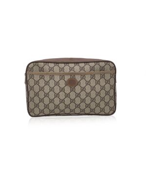 GUCCI Pochette Vintage in Tela Col. Marrone M