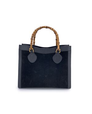 GUCCI Borsa Shopper Vintage in Camoscio Col. Nero Diana Bamboo M